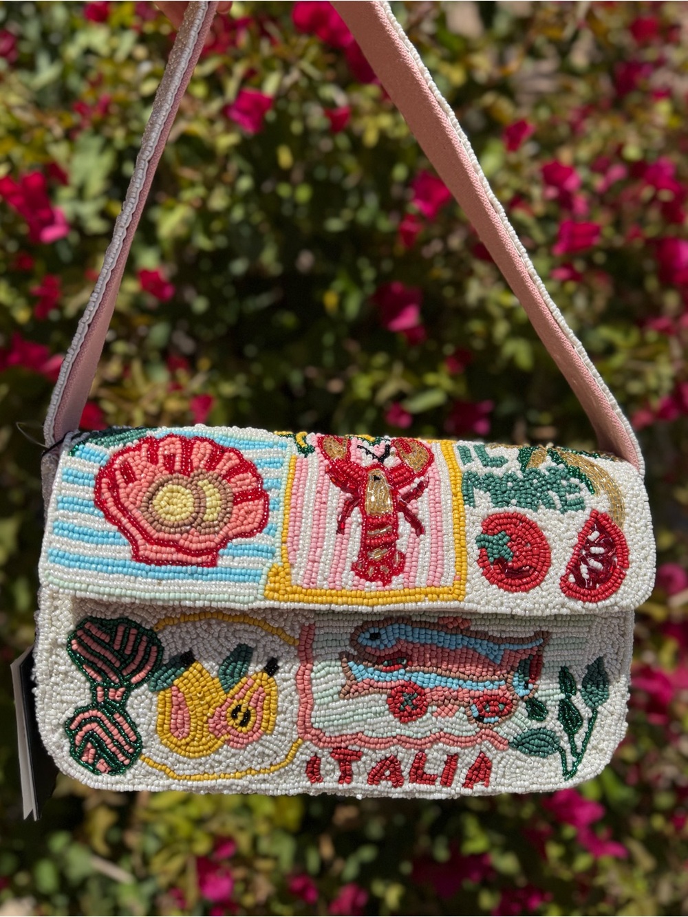 NWT America and & Beyond Italia Shell Lobster Tomato Fruit Sardines Beaded Bag